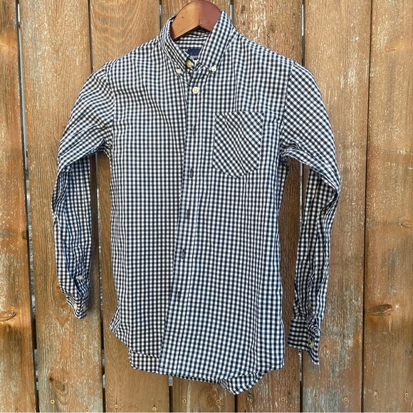 BASIC EDITION Boys Black White Checked Long Sleeve Button Down Collar Size 10-12 - Picture 1 of 8